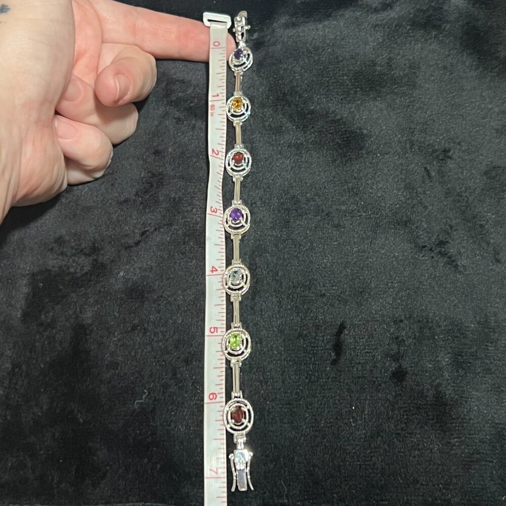 Sterling Silver .925 Assorted Rectangle Gemstone … - image 5